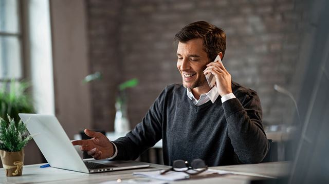 Volunteering man on phone